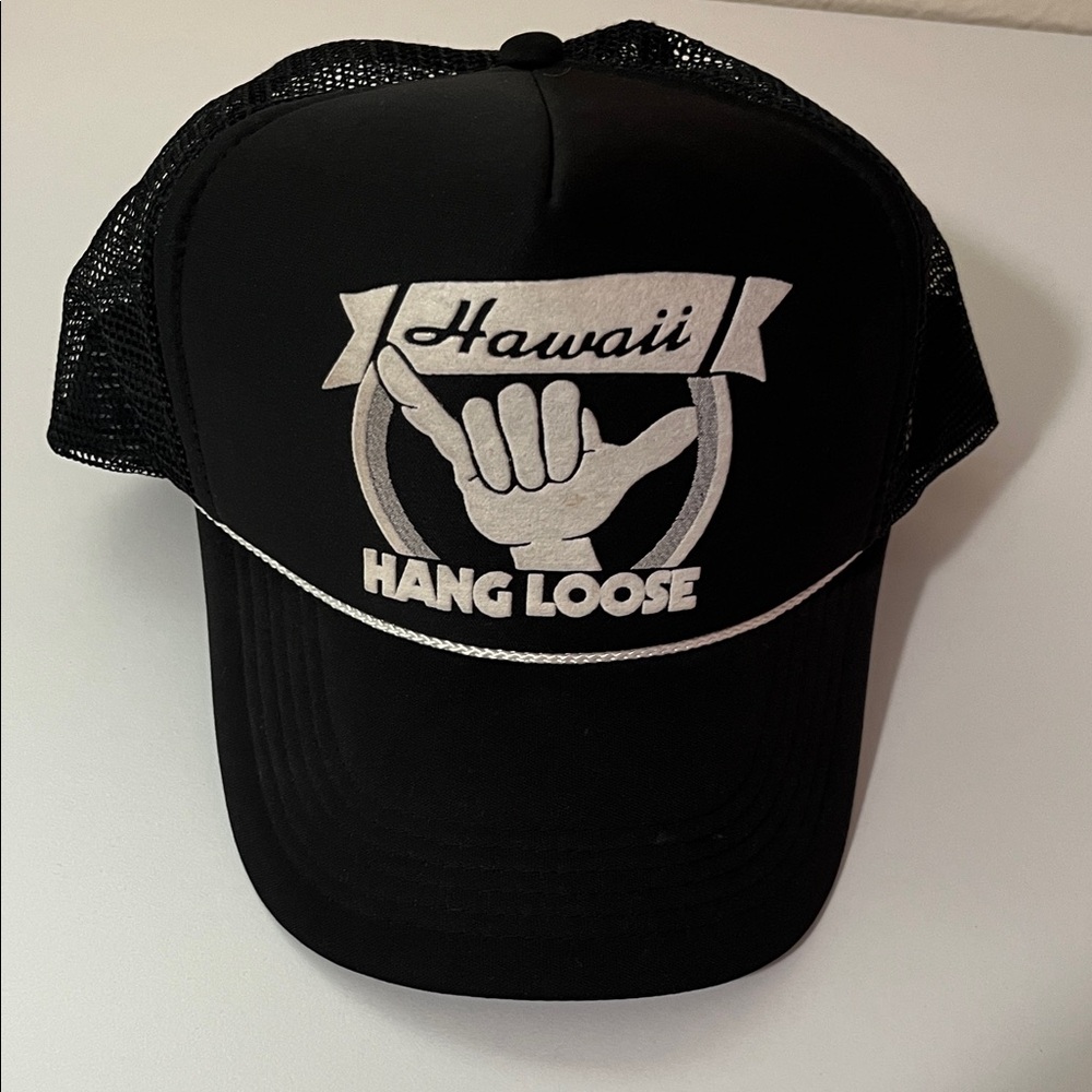 Vintage Hawaii Hang Loose Black Trucker Hat